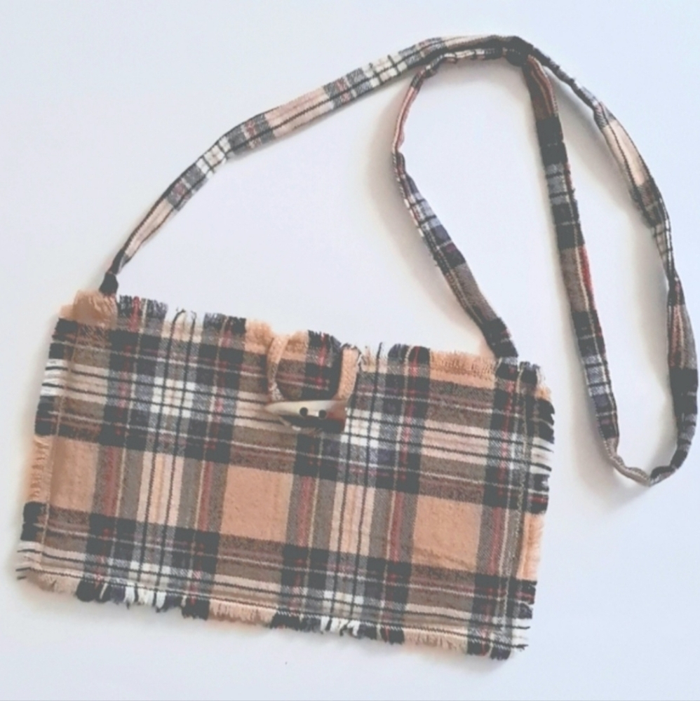 Kilt Wool Tartan Lined OOAK Plaid Upcycled Crossbody Unisex Shoulder Bag